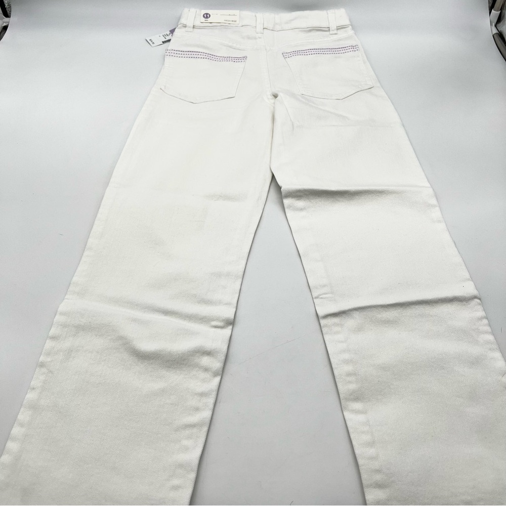 Evsie Girls White High Rise Jeans w/Lavender Stitching on Back Pocket-Size 11 - Picture 6 of 14